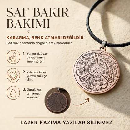 Hıfz Mührü Bakır Kolye – İhlâs, Felak ve Nâs Sûreli