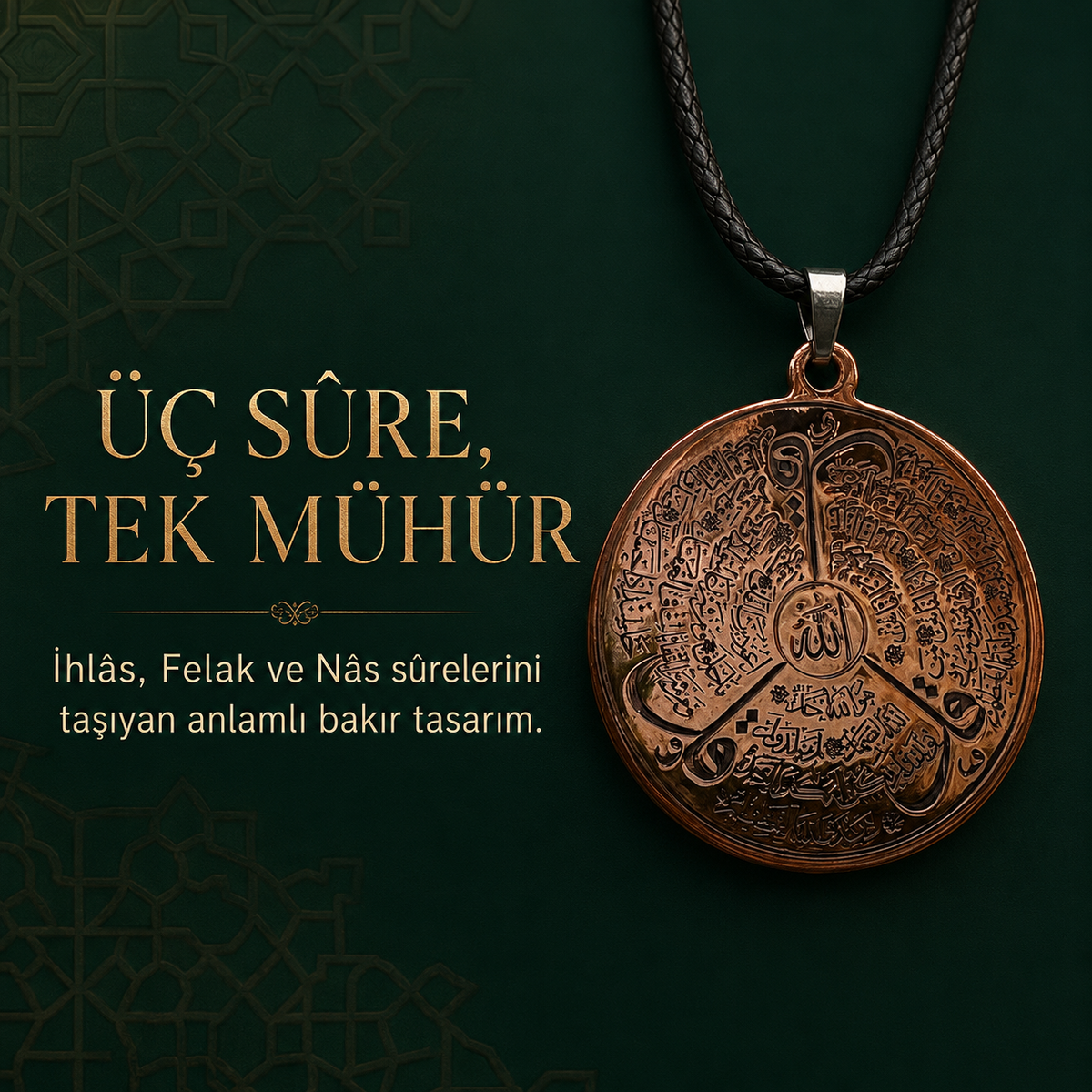 Üç Sûre, Tek Mühür - Hıfz Mührü bakır kolye